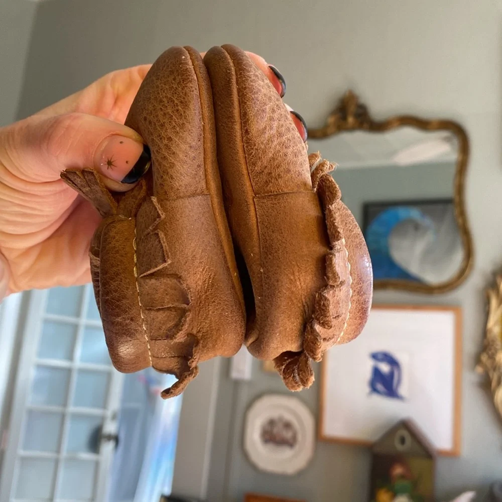 Freshly Picked Size 1 Newborn Weathered Brown Leather Moccasin Baby Shoe Pebbled